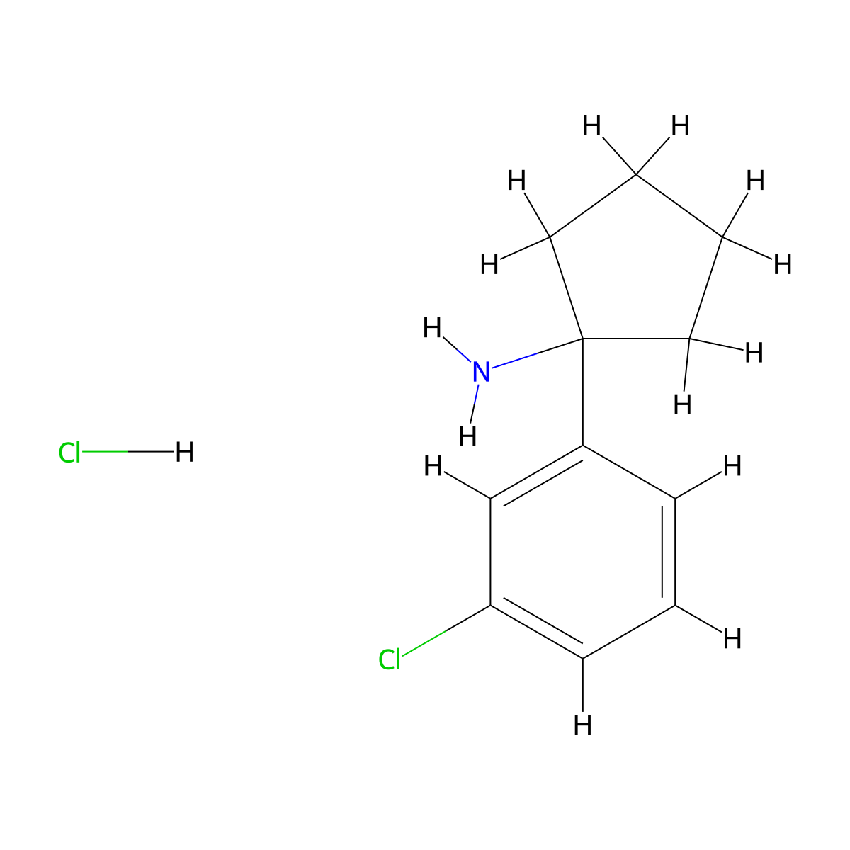 1-(3-Chlorophenyl)cyclopentanamine hydrochloride molecular structure, CAS 1215574-59-6