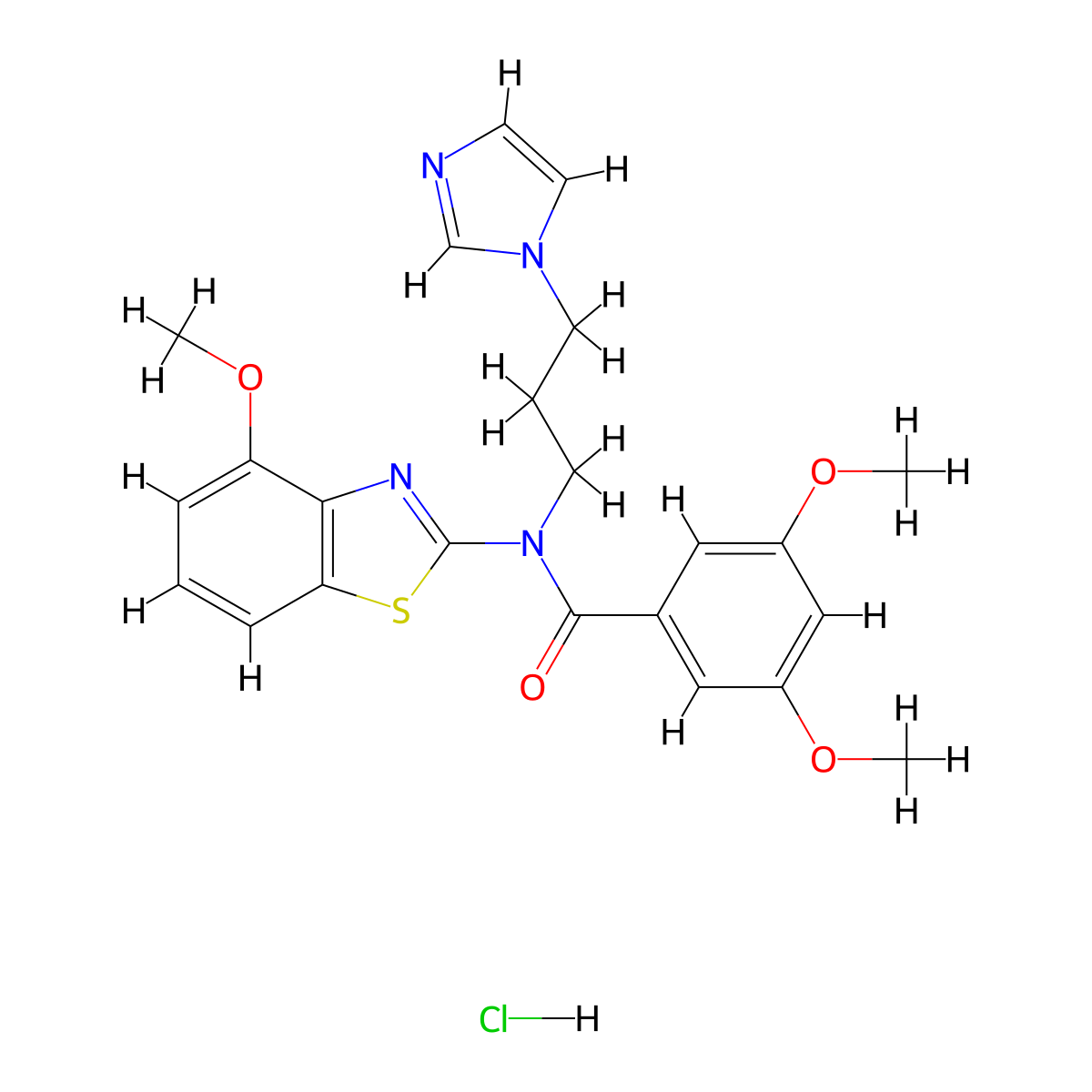 N-(3-(1H-imidazol-1-yl)propyl)-3,5-dimethoxy-N-(4-methoxybenzo[d]thiazol-2-yl)benzamide hydrochloride molecular structure, CAS 1215574-88-1