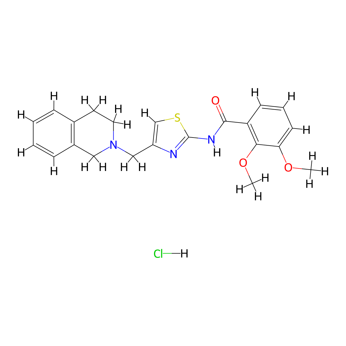 N-(4-((3,4-dihydroisoquinolin-2(1H)-yl)methyl)thiazol-2-yl)-2,3-dimethoxybenzamide hydrochloride molecular structure, CAS 1215576-45-6