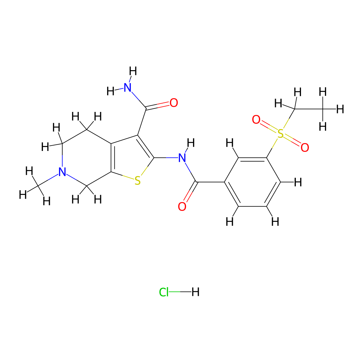 2-(3-(Ethylsulfonyl)benzamido)-6-methyl-4,5,6,7-tetrahydrothieno[2,3-c]pyridine-3-carboxamide hydrochloride molecular structure, CAS 1215577-94-8
