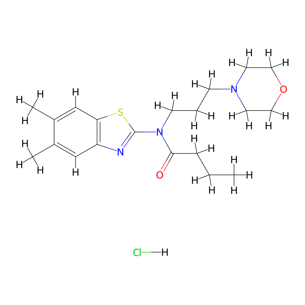 N-(5,6-Dimethyl-1,3-benzothiazol-2-YL)-N-[3-(morpholin-4-YL)propyl]butanamide hydrochloride molecular structure, CAS 1215578-73-6