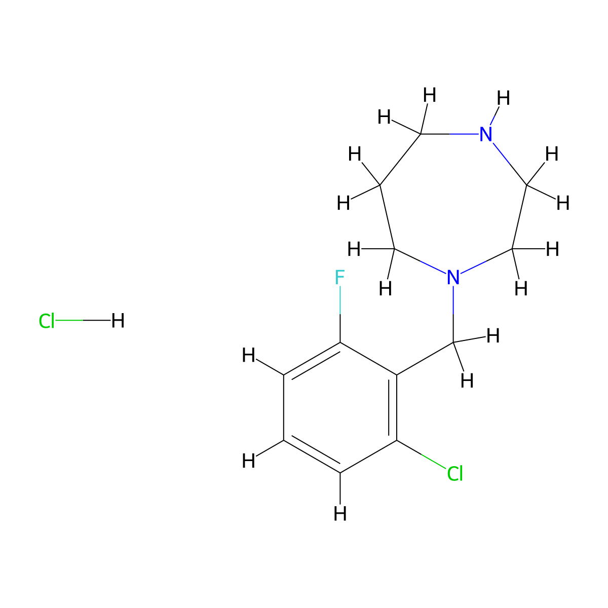 1-(2-Chloro-6-fluorobenzyl)homopiperazine hydrochloride molecular structure, CAS 1215578-79-2