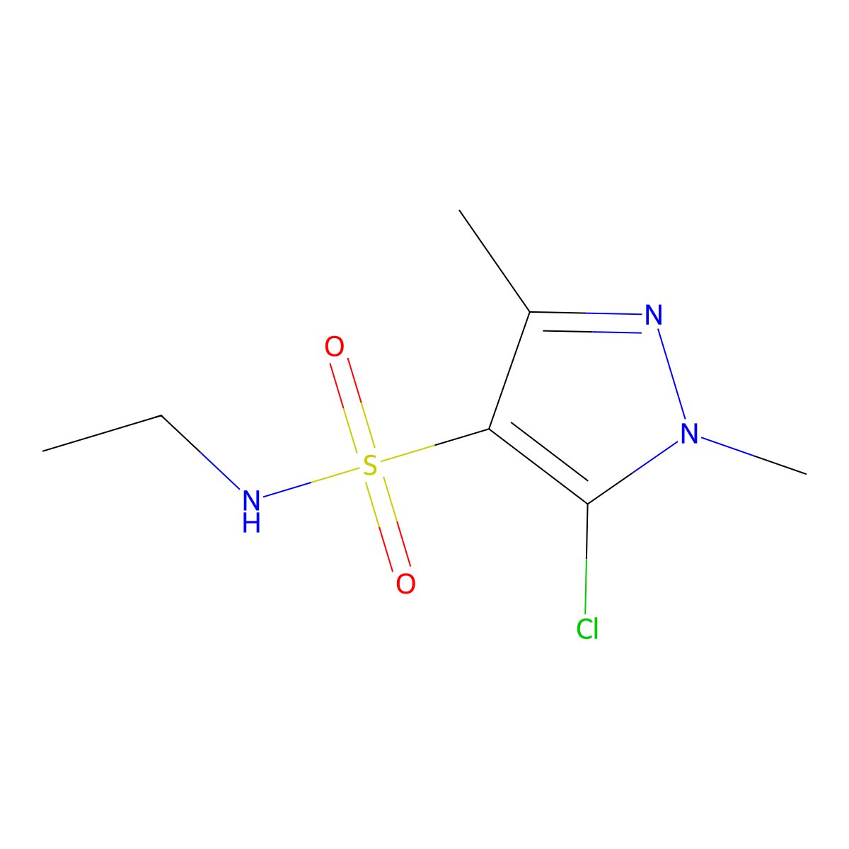 5-Chloro-N-ethyl-1,3-dimethyl-1H-pyrazole-4-sulfonamide molecular structure, CAS 1215580-89-4