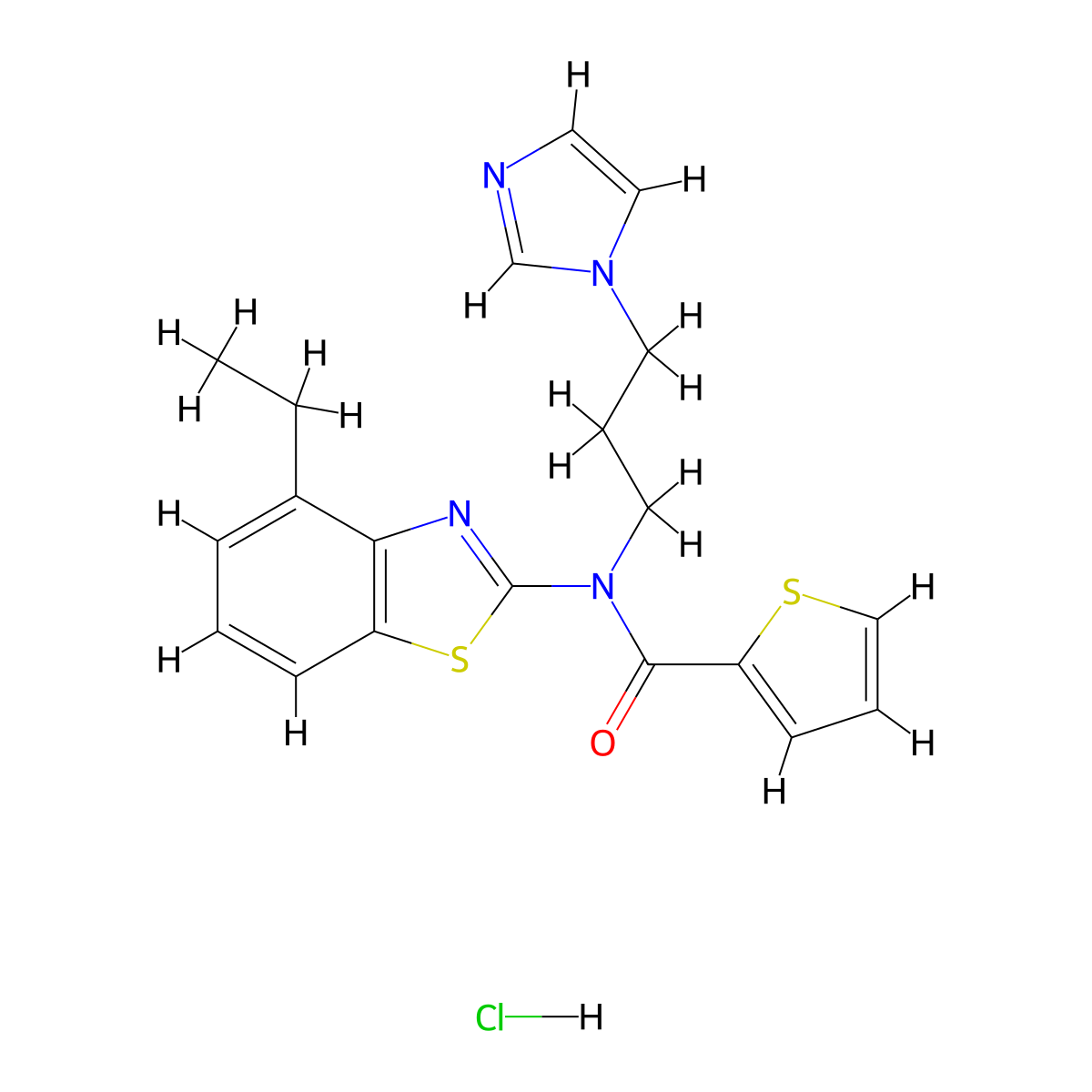 N-(3-(1H-imidazol-1-yl)propyl)-N-(4-ethylbenzo[d]thiazol-2-yl)thiophene-2-carboxamide hydrochloride molecular structure, CAS 1215582-28-7