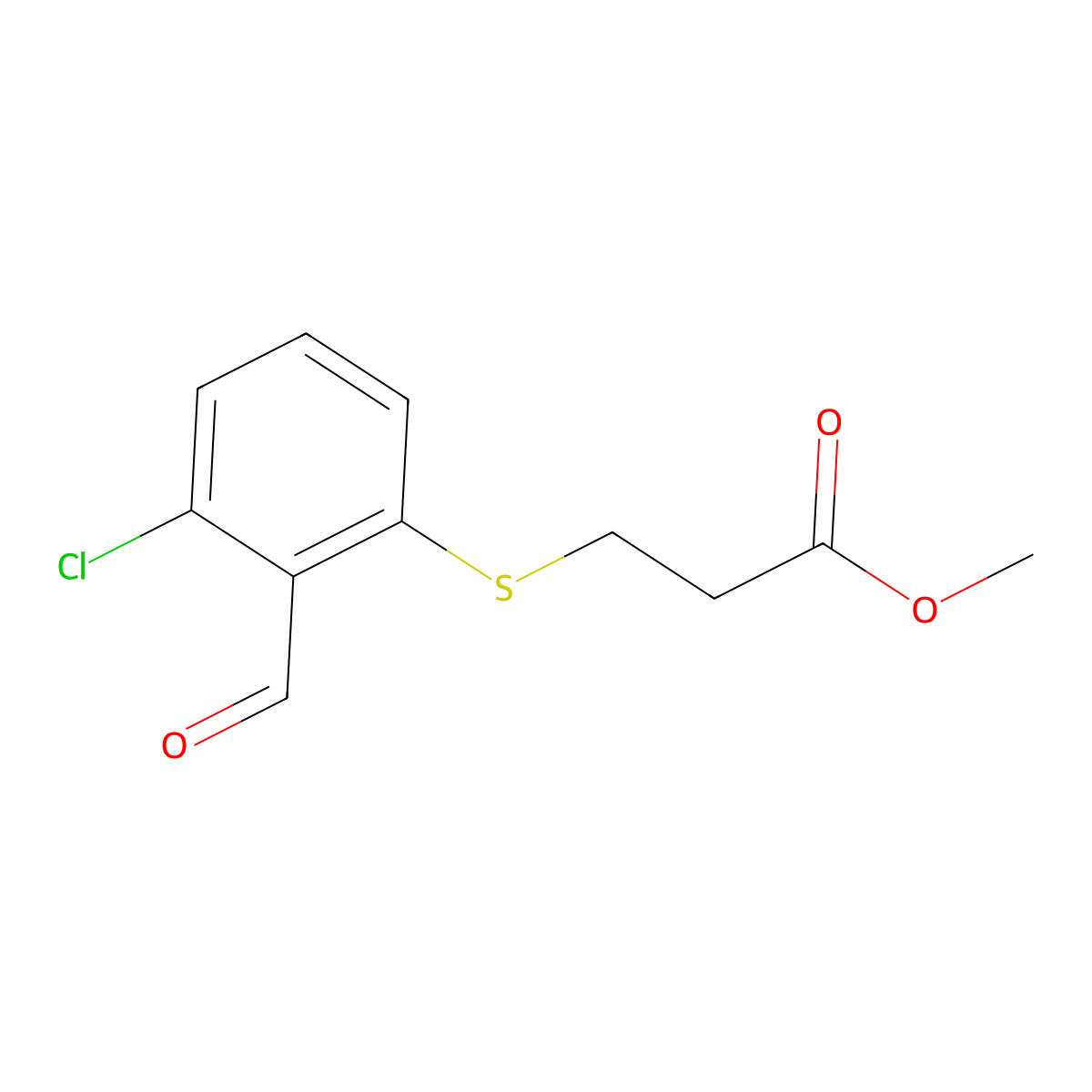 Methyl 3-[(3-Chloro-2-formylphenyl)thio]propanoate molecular structure, CAS 1215582-82-3