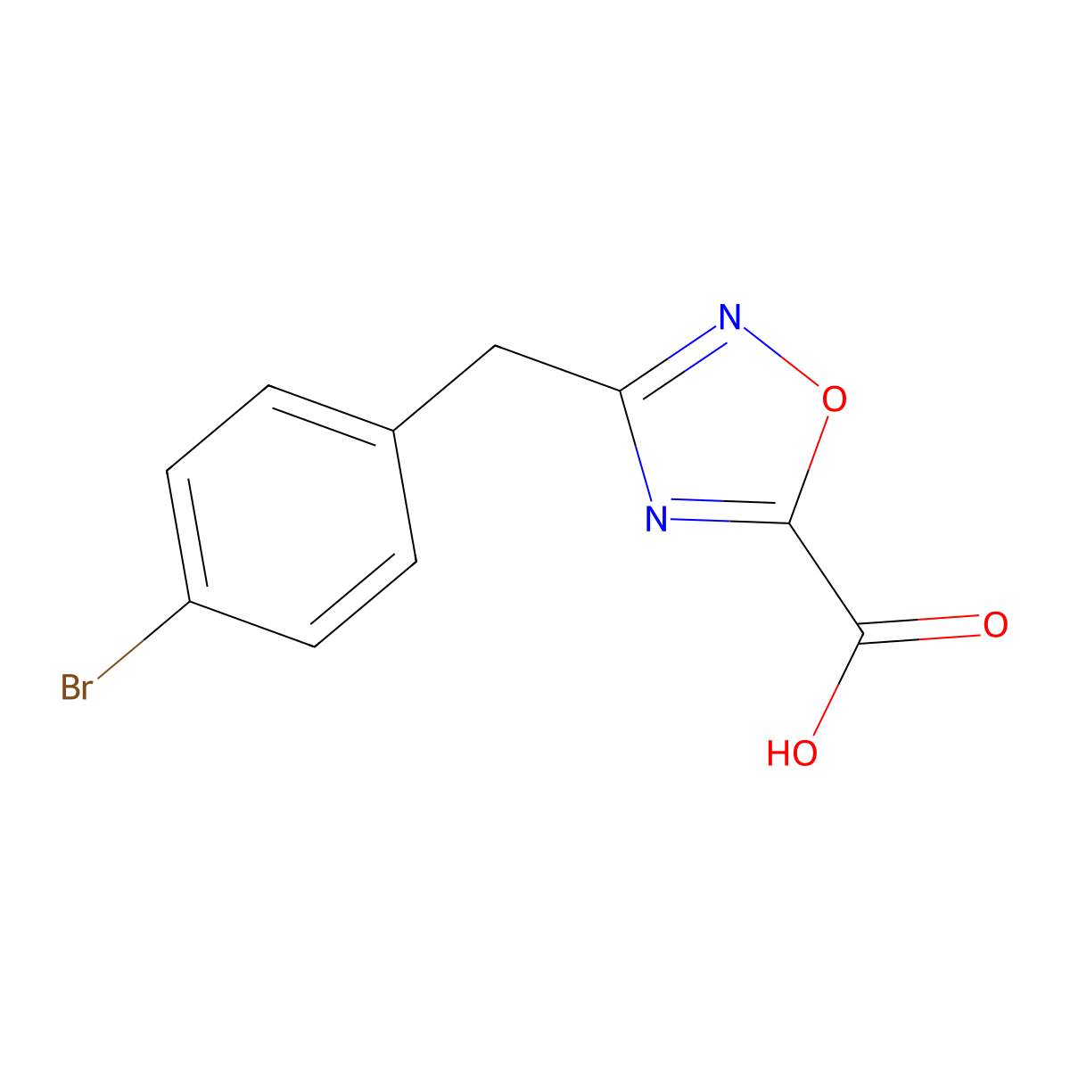3-(4-Bromobenzyl)-1,2,4-oxadiazole-5-carboxylic acid molecular structure, CAS 1215585-30-0