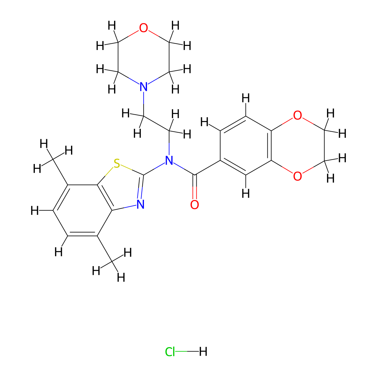 N-(4,7-dimethylbenzo[d]thiazol-2-yl)-N-(2-morpholinoethyl)-2,3-dihydrobenzo[b][1,4]dioxine-6-carboxamide hydrochloride molecular structure, CAS 1215585-37-7