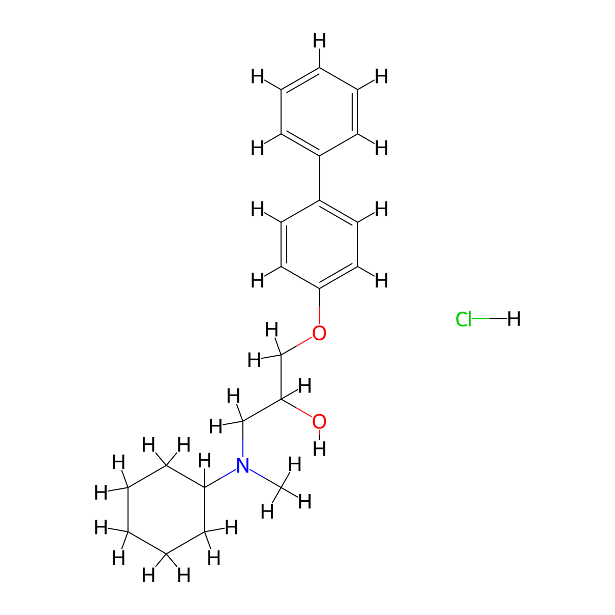 1-([1,1'-Biphenyl]-4-yloxy)-3-(cyclohexyl(methyl)amino)propan-2-ol hydrochloride molecular structure, CAS 1215585-68-4