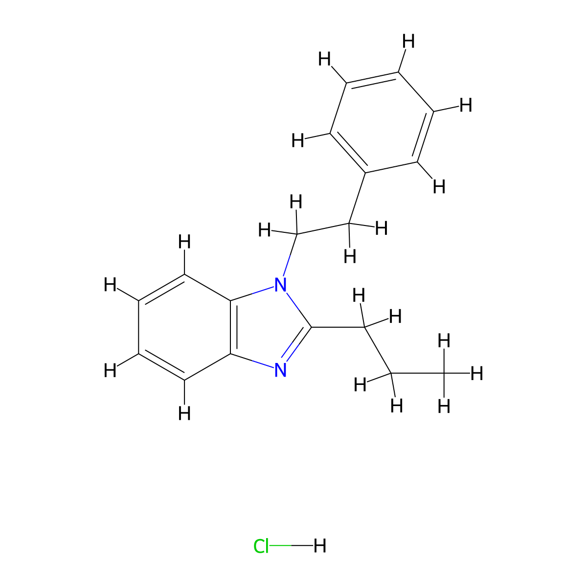 1-phenethyl-2-propyl-1H-benzo[d]imidazole hydrochloride molecular structure, CAS 1215587-01-1