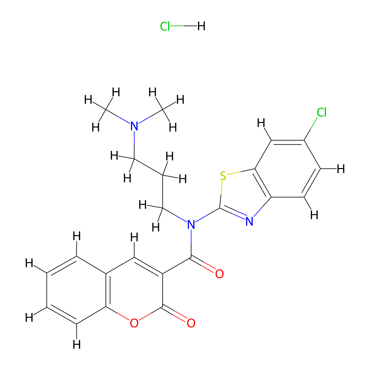 N-(6-chlorobenzo[d]thiazol-2-yl)-N-(3-(dimethylamino)propyl)-2-oxo-2H-chromene-3-carboxamide hydrochloride molecular structure, CAS 1215587-07-7