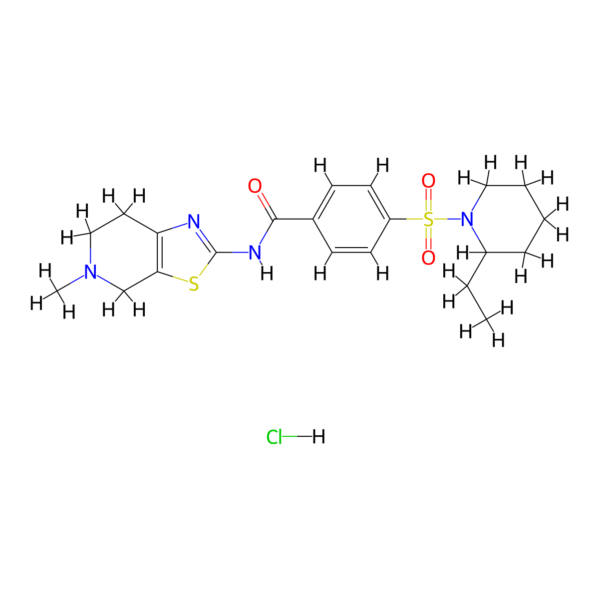 4-((2-ethylpiperidin-1-yl)sulfonyl)-N-(5-methyl-4,5,6,7-tetrahydrothiazolo[5,4-c]pyridin-2-yl)benzamide hydrochloride molecular structure, CAS 1215587-28-2