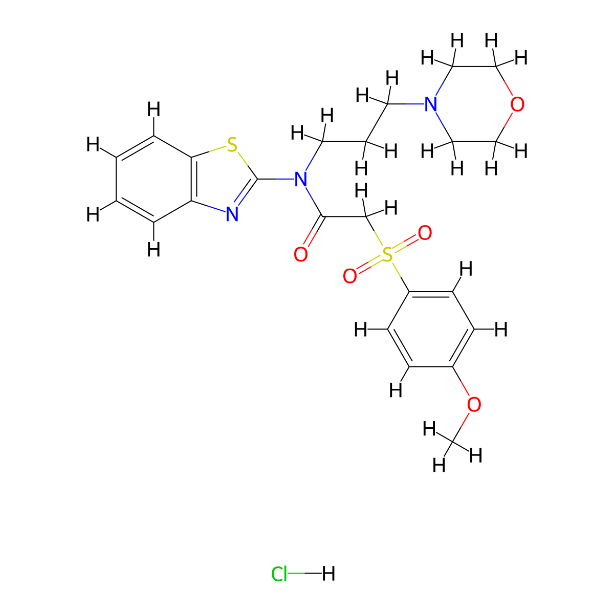 N-(benzo[d]thiazol-2-yl)-2-((4-methoxyphenyl)sulfonyl)-N-(3-morpholinopropyl)acetamide hydrochloride molecular structure, CAS 1215587-76-0