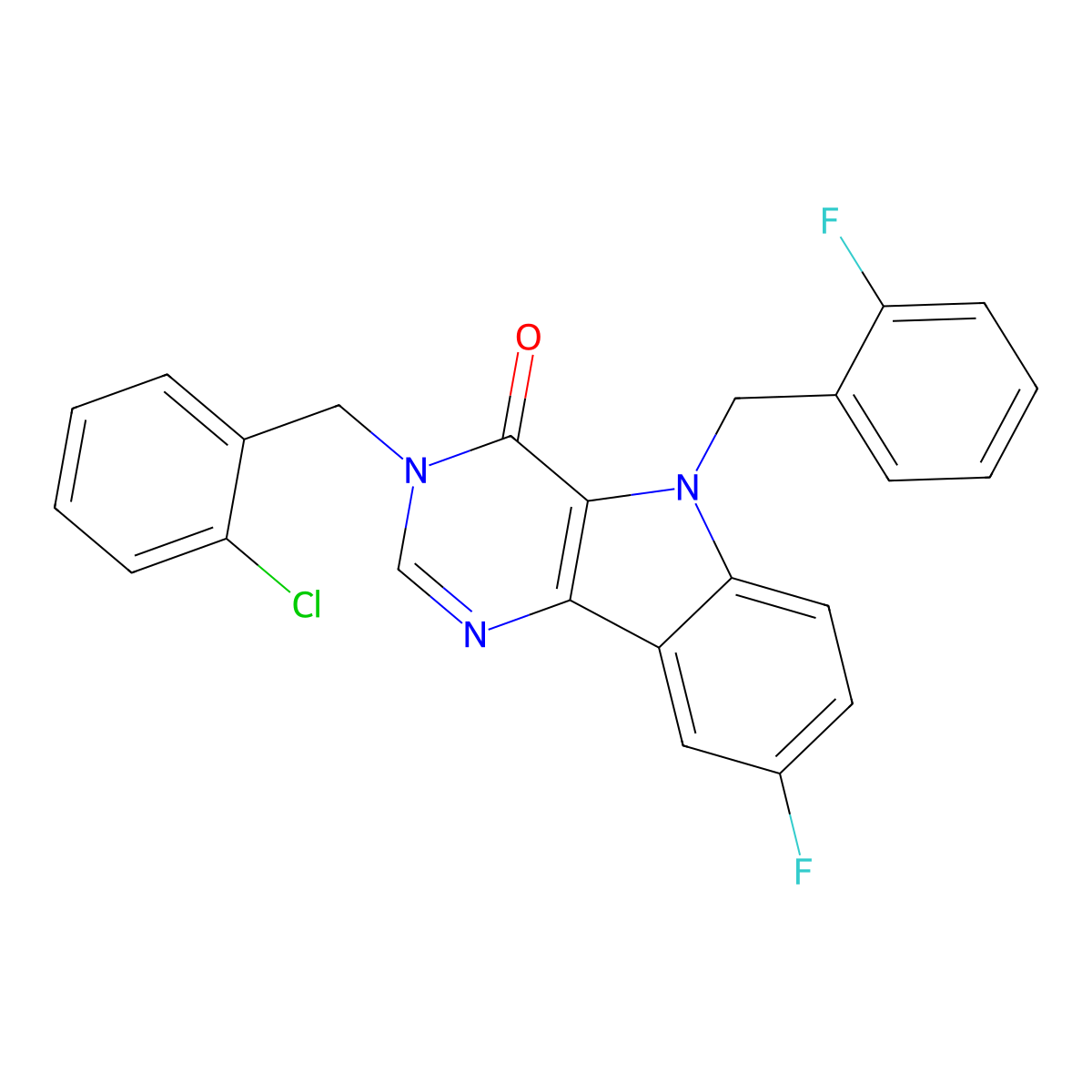 3-(2-chlorobenzyl)-8-fluoro-5-(2-fluorobenzyl)-3H-pyrimido[5,4-b]indol-4(5H)-one molecular structure, CAS 1215588-90-1