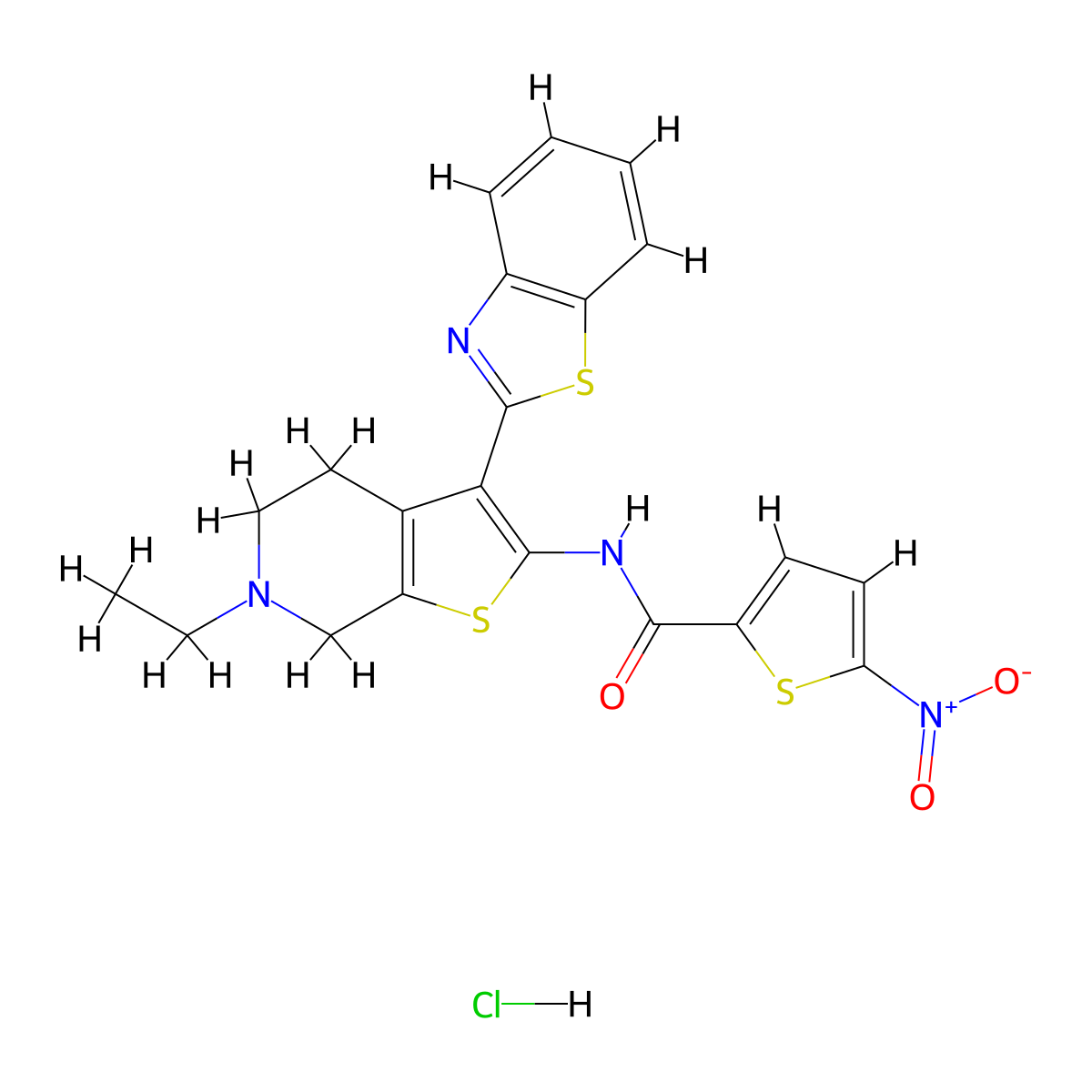 N-(3-(benzo[d]thiazol-2-yl)-6-ethyl-4,5,6,7-tetrahydrothieno[2,3-c]pyridin-2-yl)-5-nitrothiophene-2-carboxamide hydrochloride molecular structure, CAS 1215590-73-0