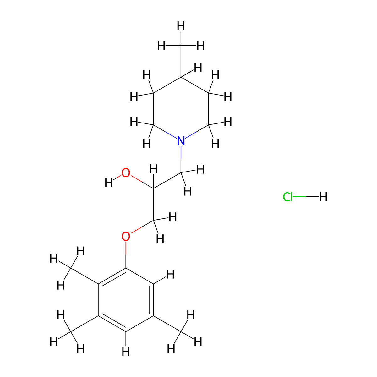 1-(4-Methylpiperidin-1-yl)-3-(2,3,5-trimethylphenoxy)propan-2-ol hydrochloride molecular structure, CAS 1215592-98-5