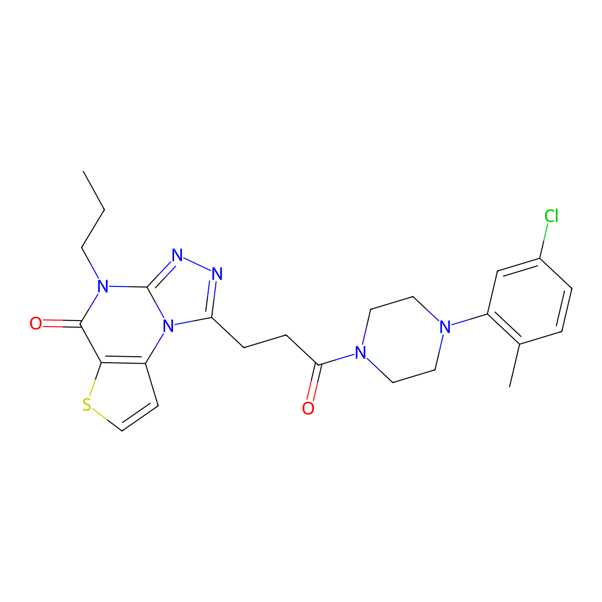 1-{3-[4-(5-chloro-2-methylphenyl)piperazin-1-yl]-3-oxopropyl}-4-propylthieno[2,3-e][1,2,4]triazolo[4,3-a]pyrimidin-5(4H)-one molecular structure, CAS 1215593-93-3