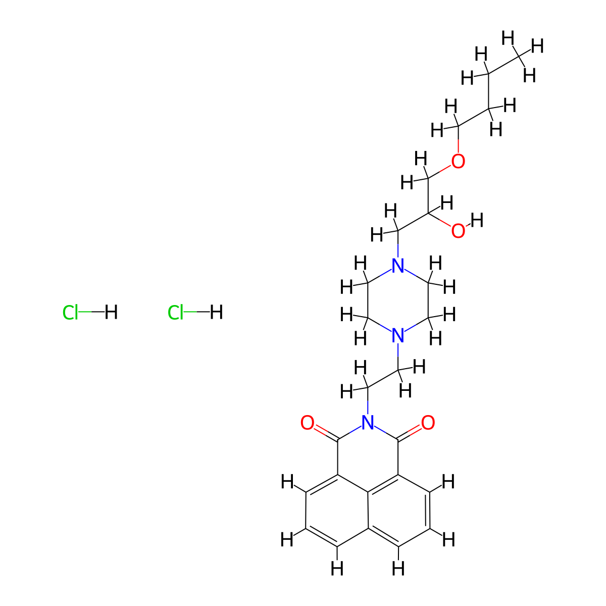 2-(2-(4-(3-butoxy-2-hydroxypropyl)piperazin-1-yl)ethyl)-1H-benzo[de]isoquinoline-1,3(2H)-dione dihydrochloride molecular structure, CAS 1215595-79-1