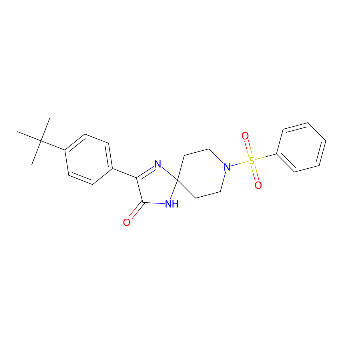 3-(4-(Tert-butyl)phenyl)-8-(phenylsulfonyl)-1,4,8-triazaspiro[4.5]dec-3-en-2-one molecular structure, CAS 1215597-62-8