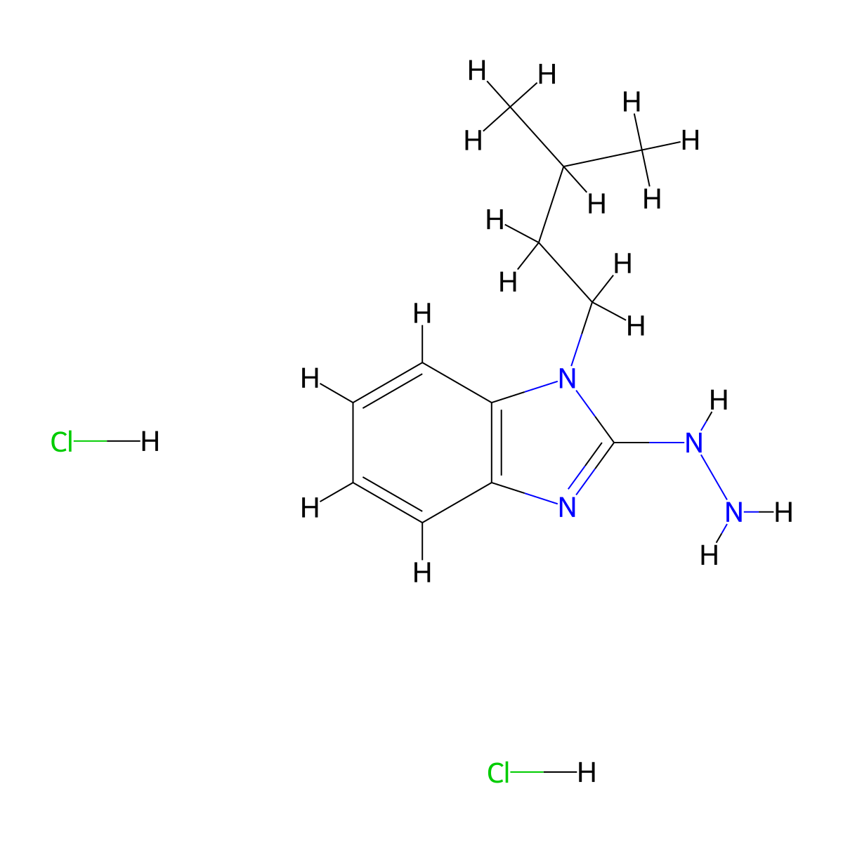 2-Hydrazino-1-(3-methylbutyl)-1H-benzimidazole dihydrochloride molecular structure, CAS 1215598-66-5