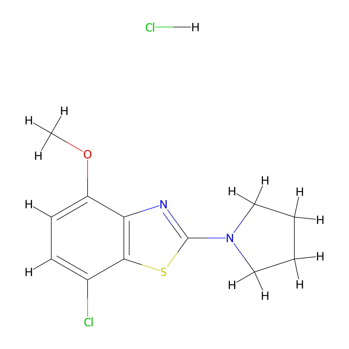 7-Chloro-4-methoxy-2-(pyrrolidin-1-yl)benzo[d]thiazole hydrochloride molecular structure, CAS 1215599-11-3