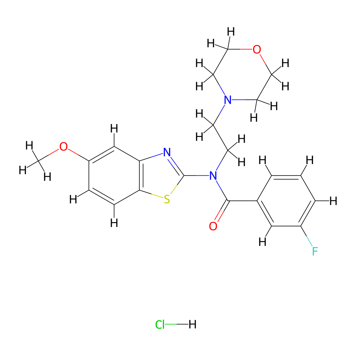 3-Fluoro-N-(5-methoxy-1,3-benzothiazol-2-YL)-N-[2-(morpholin-4-YL)ethyl]benzamide hydrochloride molecular structure, CAS 1215601-16-3