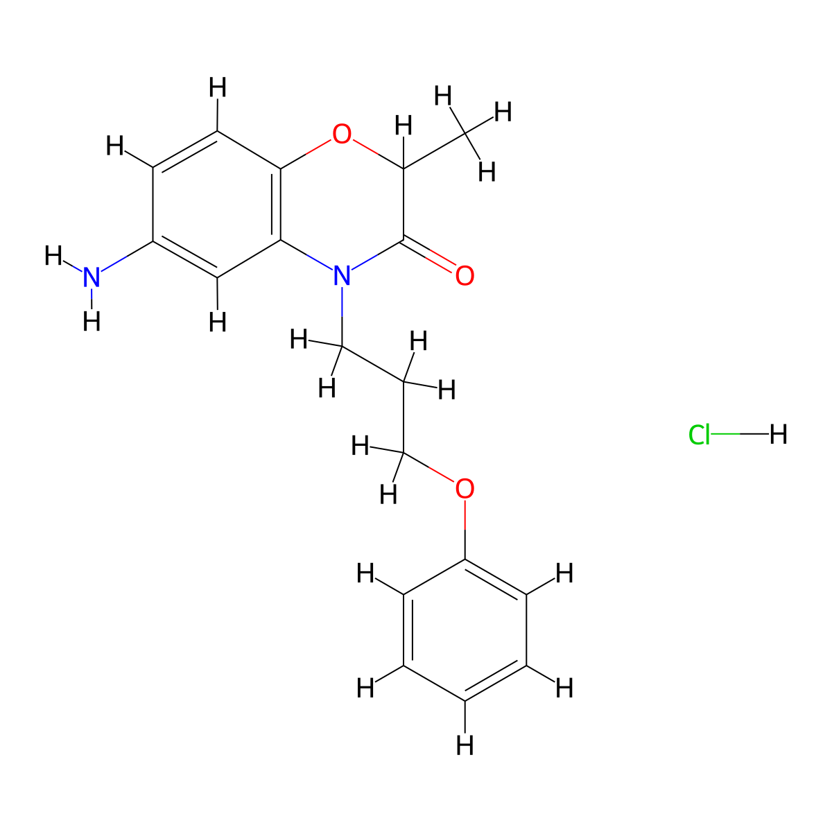 6-amino-2-methyl-4-(3-phenoxypropyl)-3,4-dihydro-2H-1,4-benzoxazin-3-one hydrochloride molecular structure, CAS 1215601-35-6
