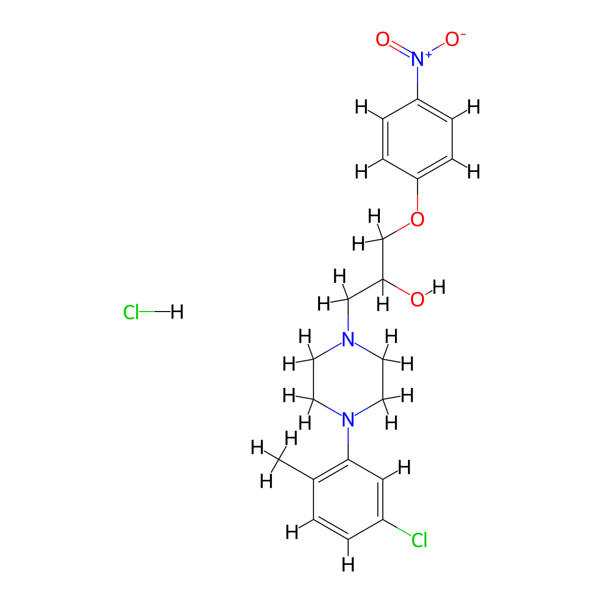 1-(4-(5-Chloro-2-methylphenyl)piperazin-1-yl)-3-(4-nitrophenoxy)propan-2-ol hydrochloride molecular structure, CAS 1215601-40-3