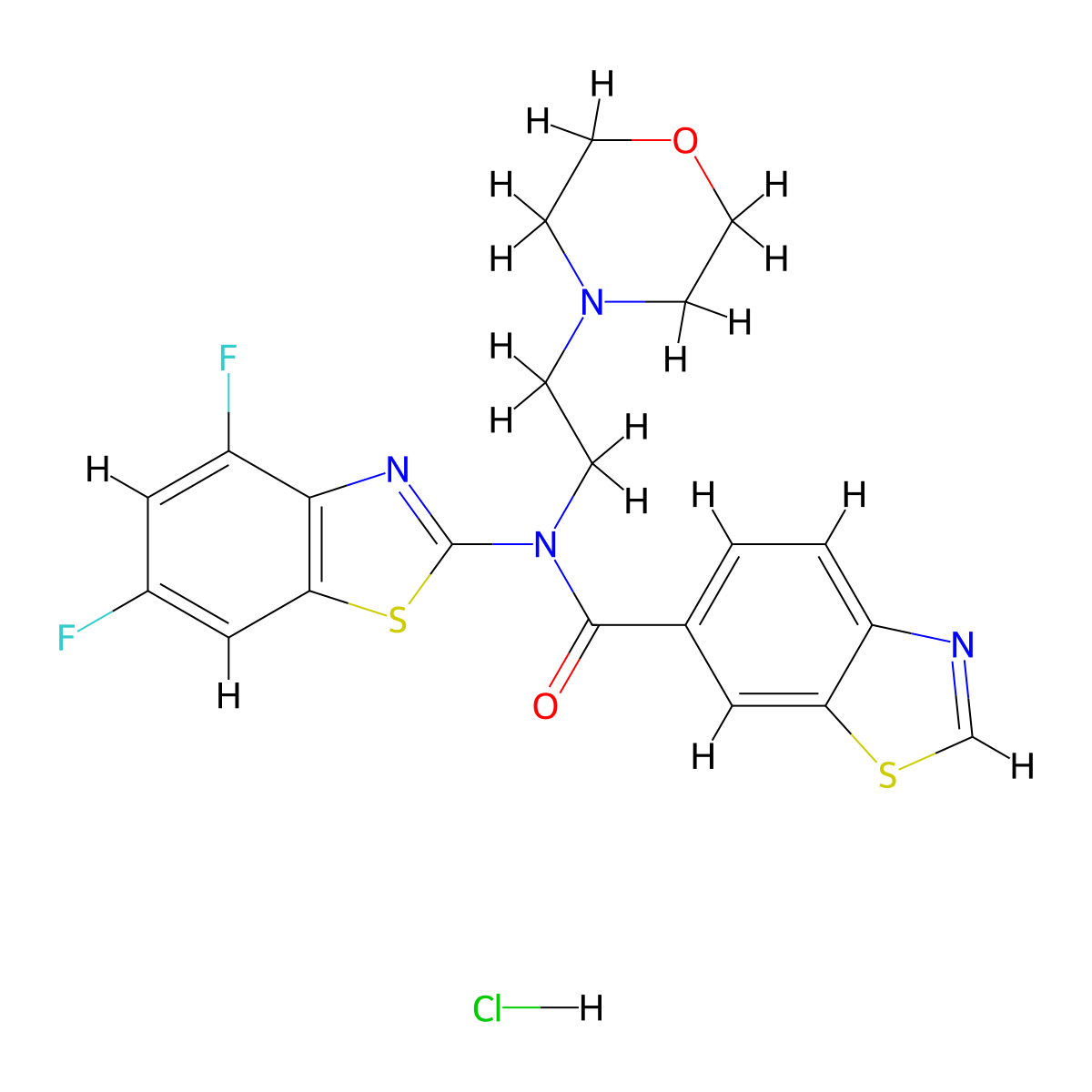N-(4,6-difluorobenzo[d]thiazol-2-yl)-N-(2-morpholinoethyl)benzo[d]thiazole-6-carboxamide hydrochloride molecular structure, CAS 1215601-46-9