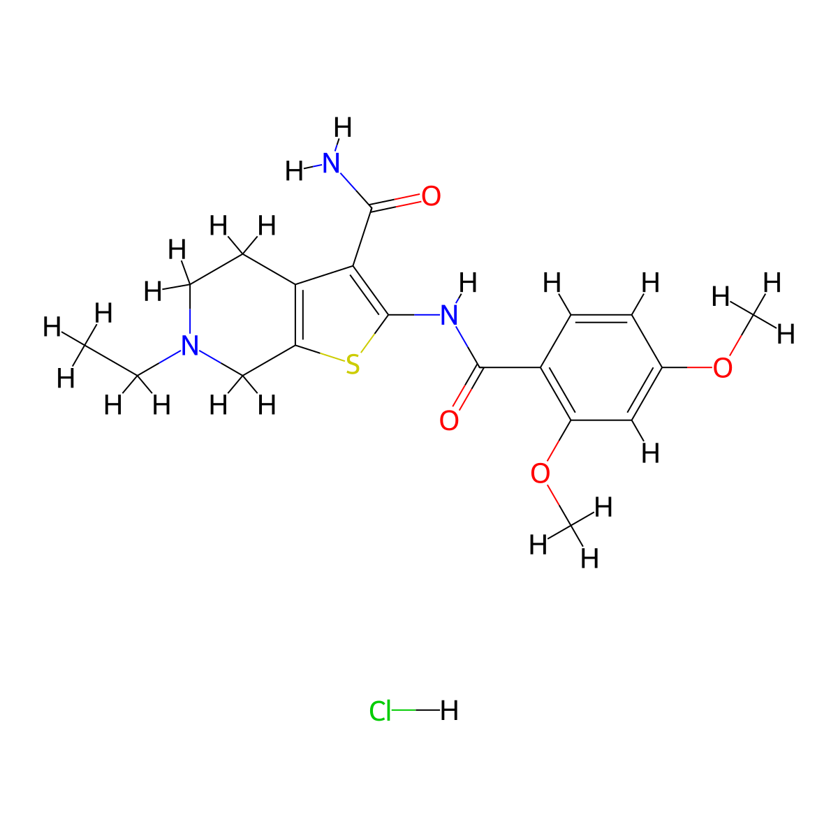 2-(2,4-dimethoxybenzamido)-6-ethyl-4H,5H,6H,7H-thieno[2,3-c]pyridine-3-carboxamide hydrochloride molecular structure, CAS 1215602-35-9