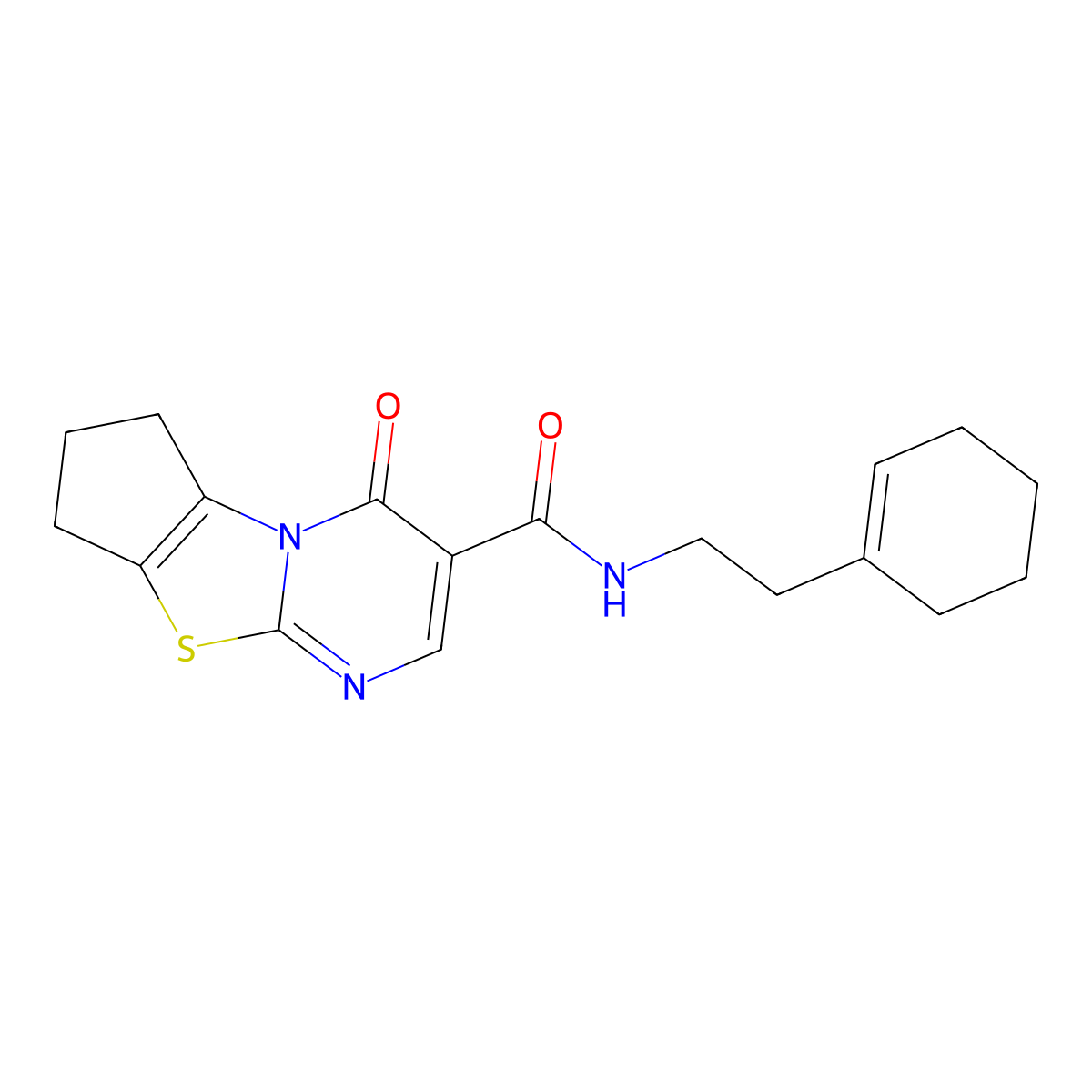 N-(2-(cyclohex-1-en-1-yl)ethyl)-4-oxo-4,6,7,8-tetrahydrocyclopenta[4,5]thiazolo[3,2-a]pyrimidine-3-carboxamide molecular structure, CAS 1215602-39-3