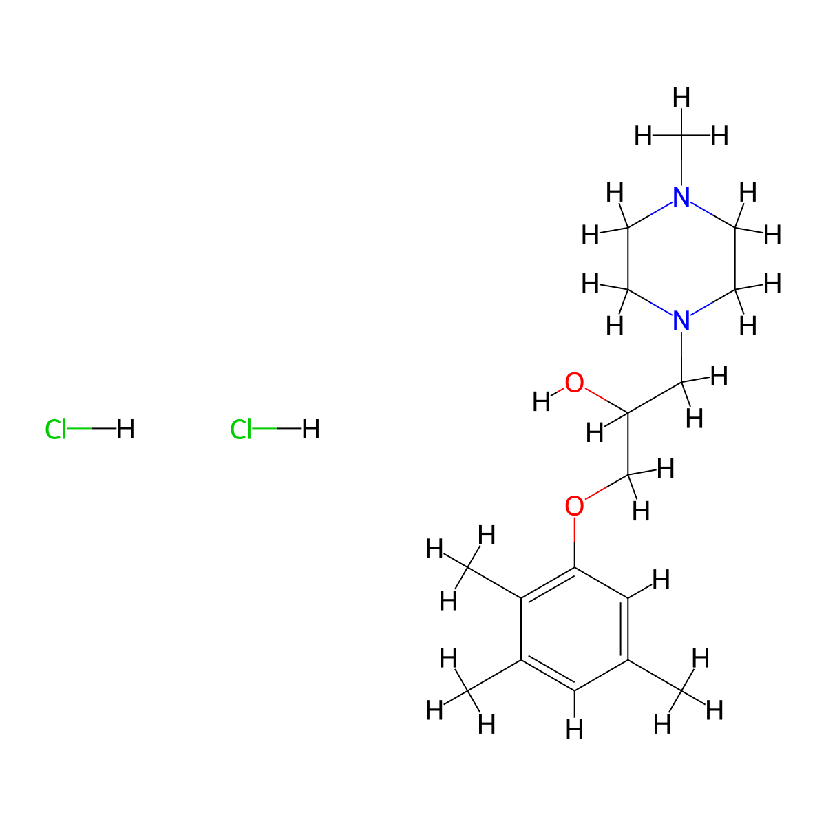 1-(4-Methylpiperazin-1-yl)-3-(2,3,5-trimethylphenoxy)propan-2-ol dihydrochloride molecular structure, CAS 1215603-24-9