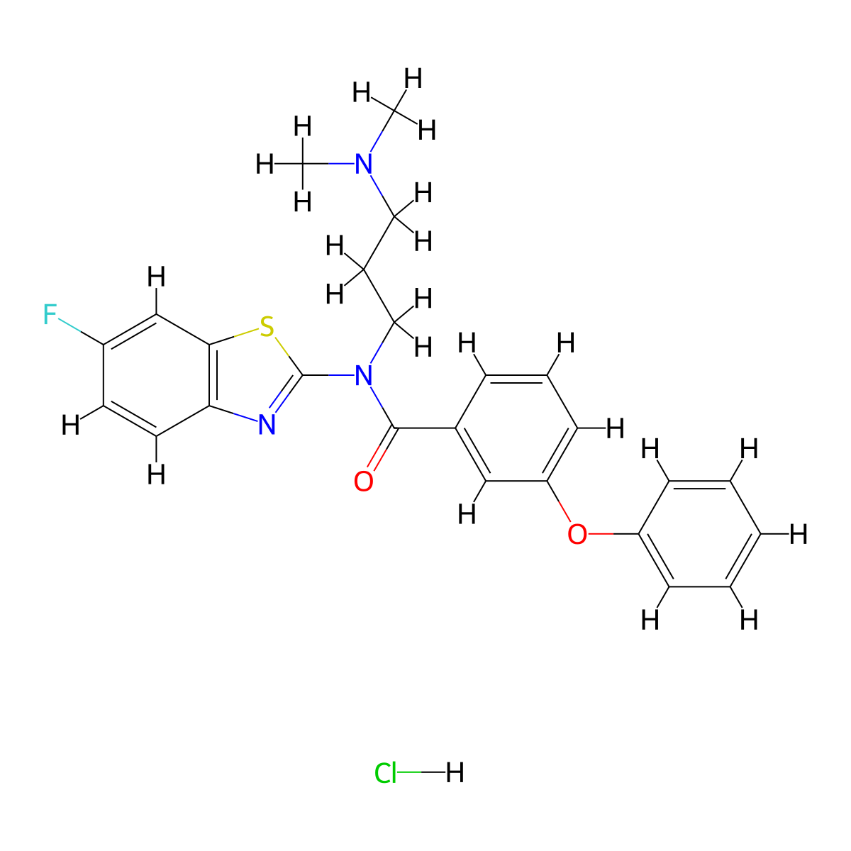 N-(3-(dimethylamino)propyl)-N-(6-fluorobenzo[d]thiazol-2-yl)-3-phenoxybenzamide hydrochloride molecular structure, CAS 1215604-43-5