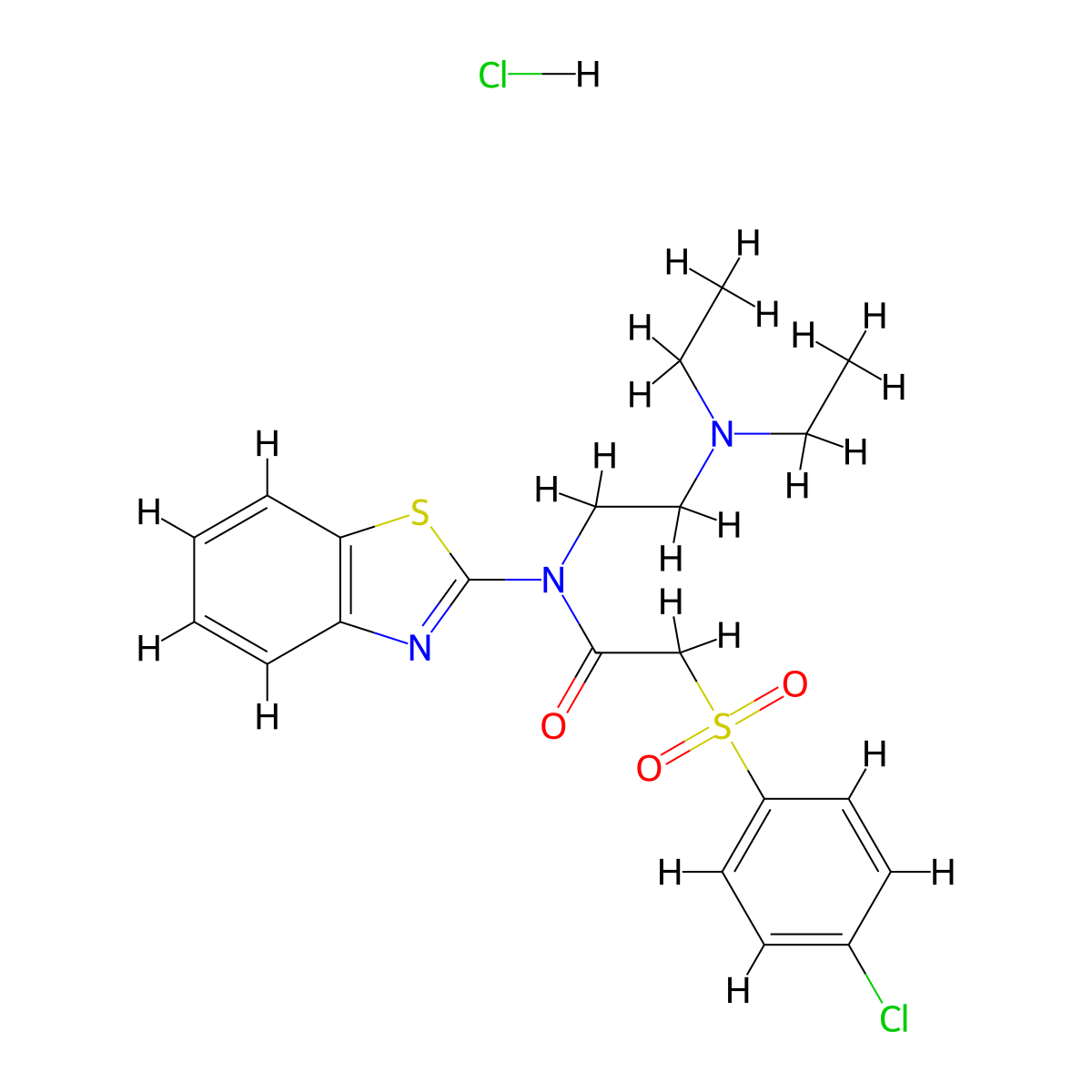 N-(benzo[d]thiazol-2-yl)-2-((4-chlorophenyl)sulfonyl)-N-(2-(diethylamino)ethyl)acetamide hydrochloride molecular structure, CAS 1215605-15-4