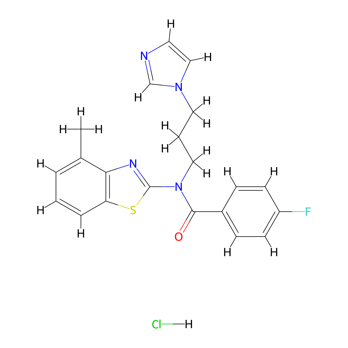 N-(3-(1H-imidazol-1-yl)propyl)-4-fluoro-N-(4-methylbenzo[d]thiazol-2-yl)benzamide hydrochloride molecular structure, CAS 1215605-86-9