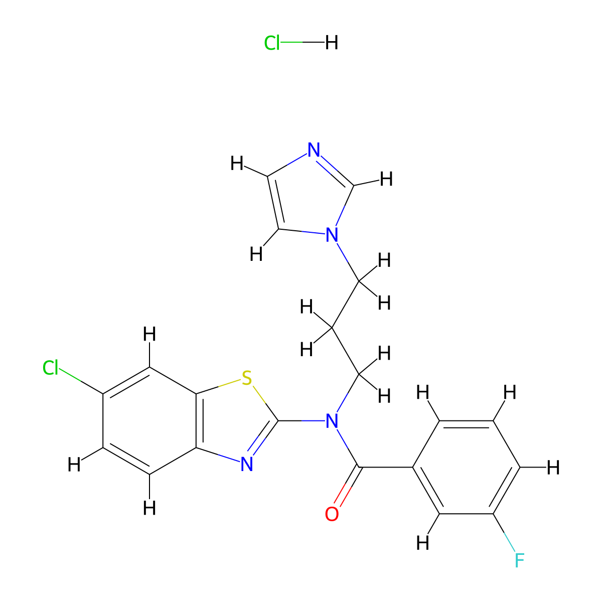 N-(3-(1H-imidazol-1-yl)propyl)-N-(6-chlorobenzo[d]thiazol-2-yl)-3-fluorobenzamide hydrochloride molecular structure, CAS 1215606-32-8