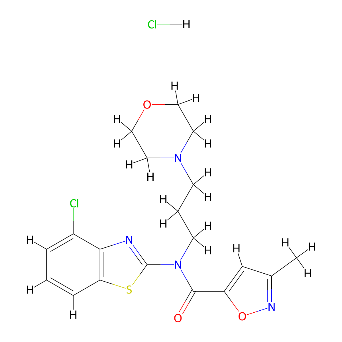 N-(4-chlorobenzo[d]thiazol-2-yl)-3-methyl-N-(3-morpholinopropyl)isoxazole-5-carboxamide hydrochloride molecular structure, CAS 1215606-37-3