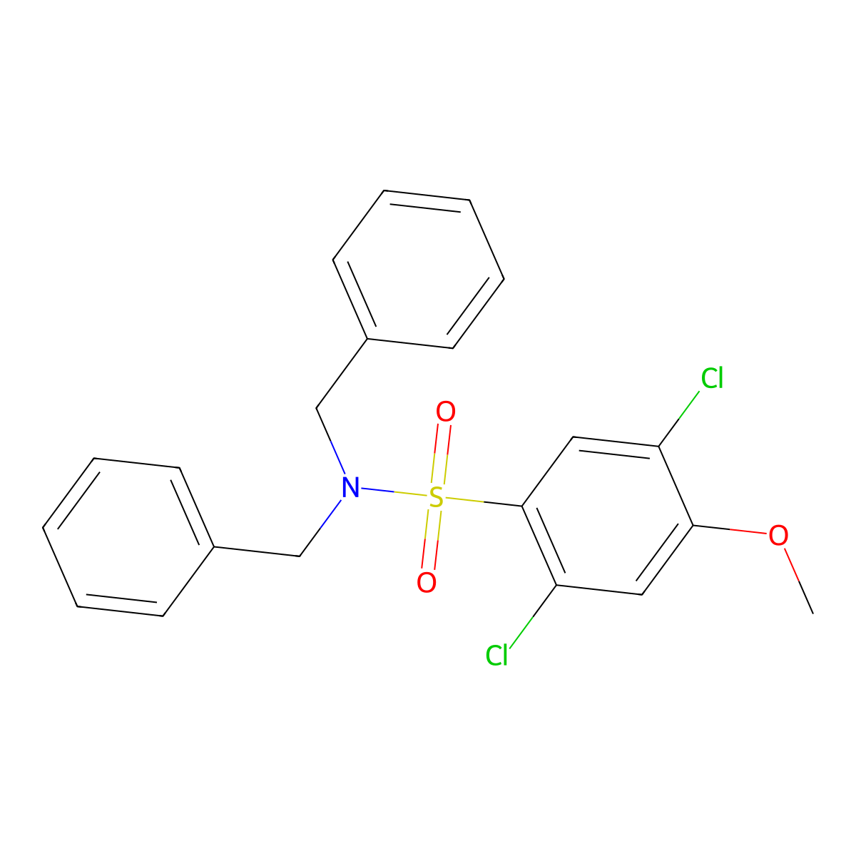 N,N-dibenzyl-2,5-dichloro-4-methoxybenzene-1-sulfonamide molecular structure, CAS 1215608-11-9