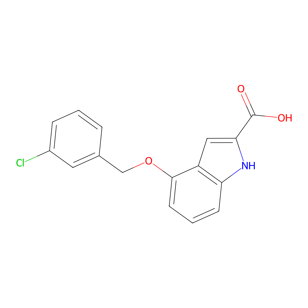 4-[(3-chlorobenzyl)oxy]-1H-indole-2-carboxylic acid molecular structure, CAS 1215609-58-7