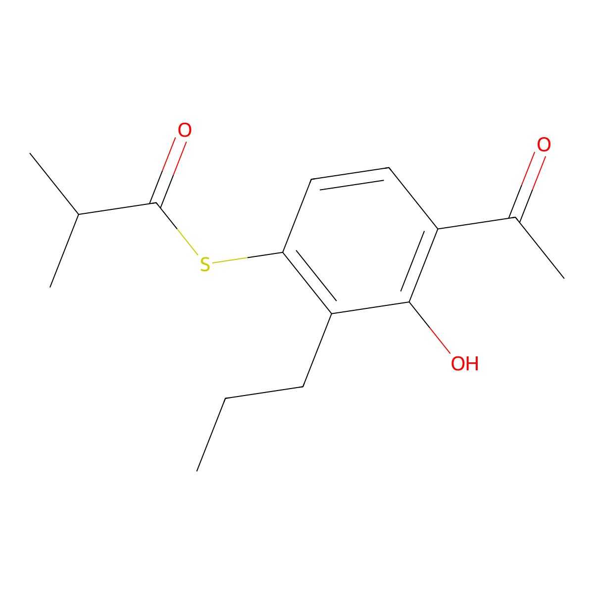 S-(4-Acetyl-3-hydroxy-2-propylphenyl) 2-methylpropanethioate molecular structure, CAS 1215610-92-6