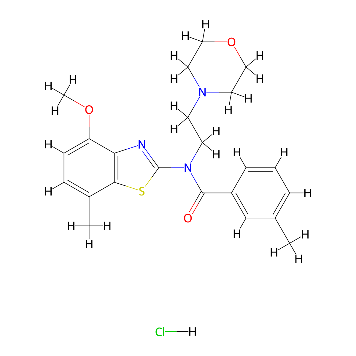 N-(4-methoxy-7-methylbenzo[d]thiazol-2-yl)-3-methyl-N-(2-morpholinoethyl)benzamide hydrochloride molecular structure, CAS 1215612-47-7