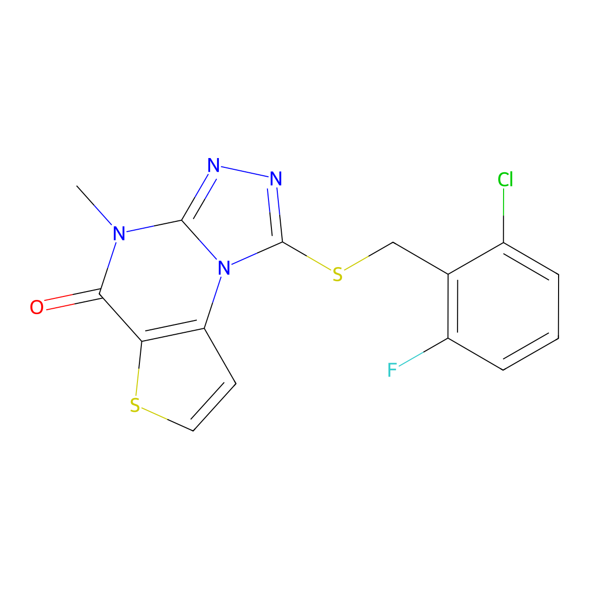 1-((2-chloro-6-fluorobenzyl)thio)-4-methylthieno[2,3-e][1,2,4]triazolo[4,3-a]pyrimidin-5(4H)-one molecular structure, CAS 1215612-87-5