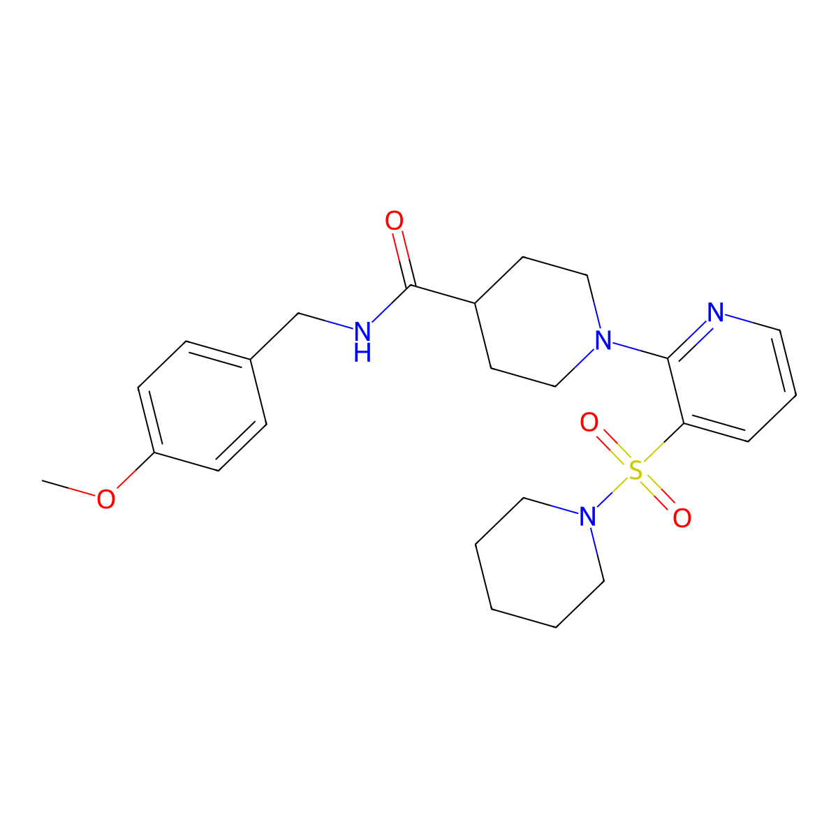 N-[(4-methoxyphenyl)methyl]-1-[3-(piperidine-1-sulfonyl)pyridin-2-yl]piperidine-4-carboxamide molecular structure, CAS 1215613-74-3