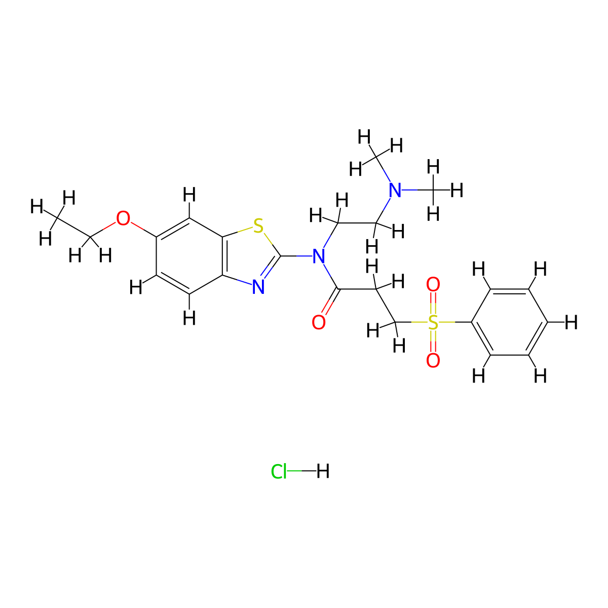 N-(2-(dimethylamino)ethyl)-N-(6-ethoxybenzo[d]thiazol-2-yl)-3-(phenylsulfonyl)propanamide hydrochloride molecular structure, CAS 1215614-51-9