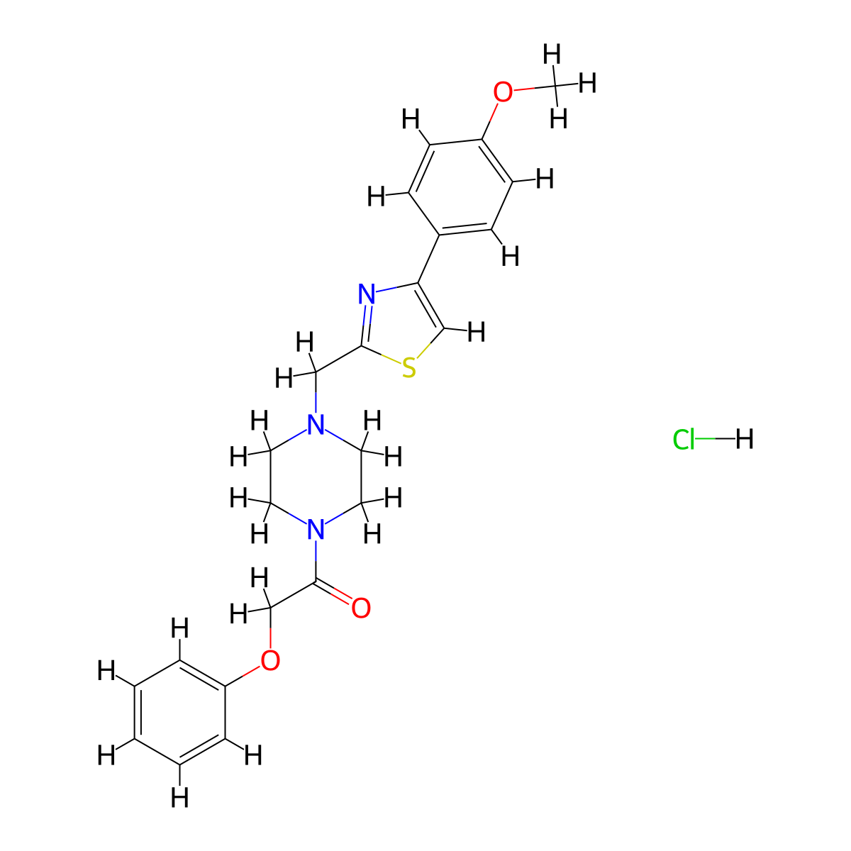 1-(4-((4-(4-Methoxyphenyl)thiazol-2-yl)methyl)piperazin-1-yl)-2-phenoxyethanone hydrochloride molecular structure, CAS 1215614-61-1