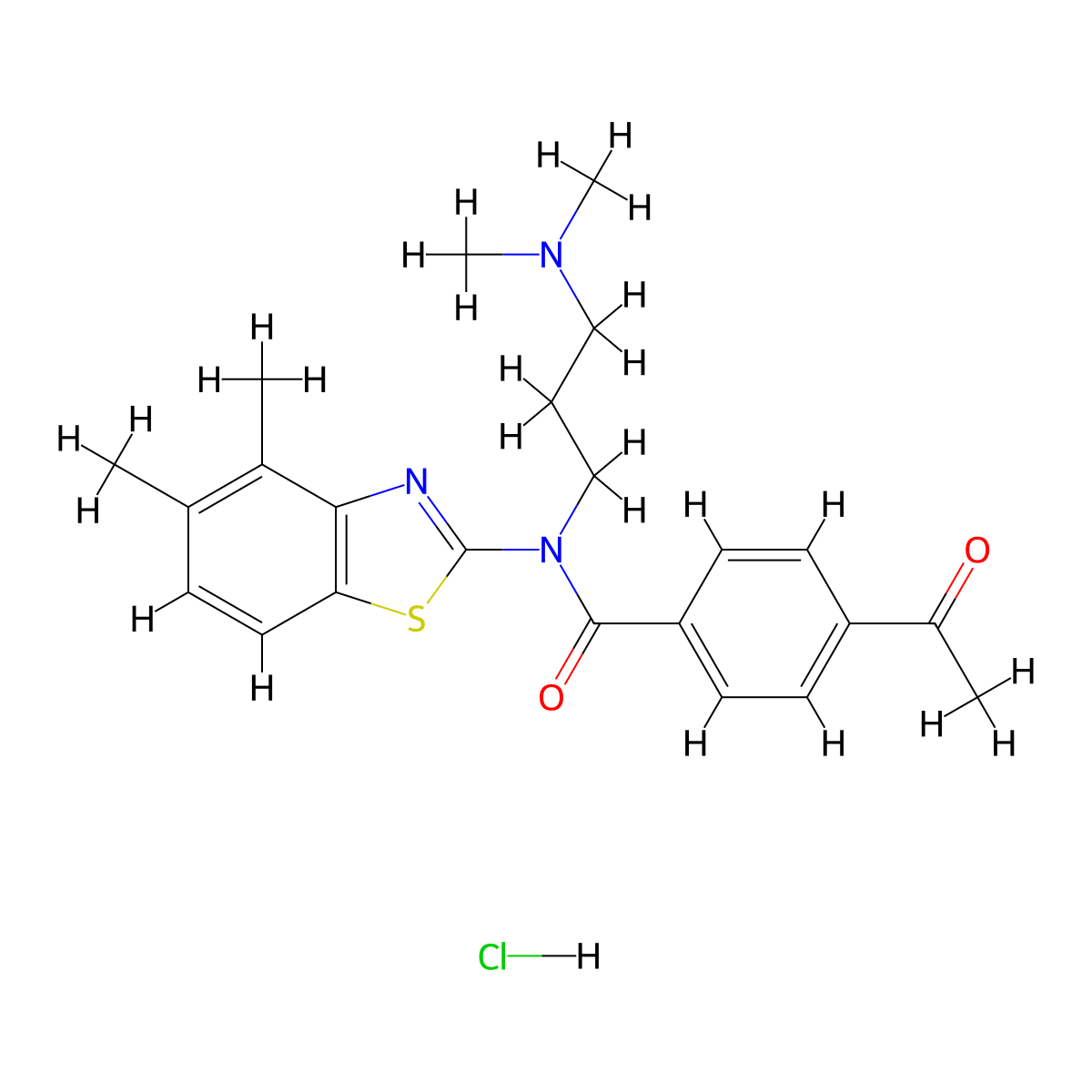 4-acetyl-N-(3-(dimethylamino)propyl)-N-(4,5-dimethylbenzo[d]thiazol-2-yl)benzamide hydrochloride molecular structure, CAS 1215616-88-8