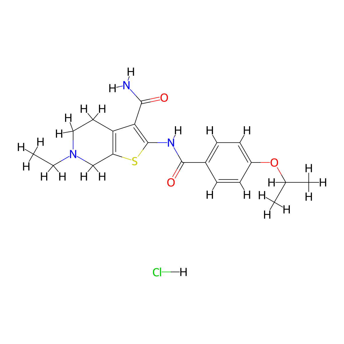 6-Ethyl-2-(4-isopropoxybenzamido)-4,5,6,7-tetrahydrothieno[2,3-c]pyridine-3-carboxamide hydrochloride molecular structure, CAS 1215617-34-7