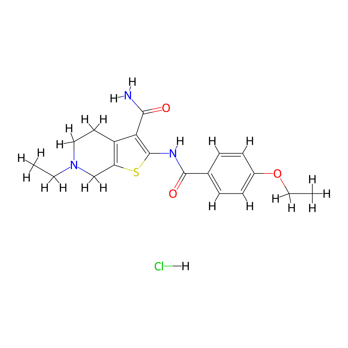 2-(4-Ethoxybenzamido)-6-ethyl-4,5,6,7-tetrahydrothieno[2,3-c]pyridine-3-carboxamide hydrochloride molecular structure, CAS 1215618-82-8