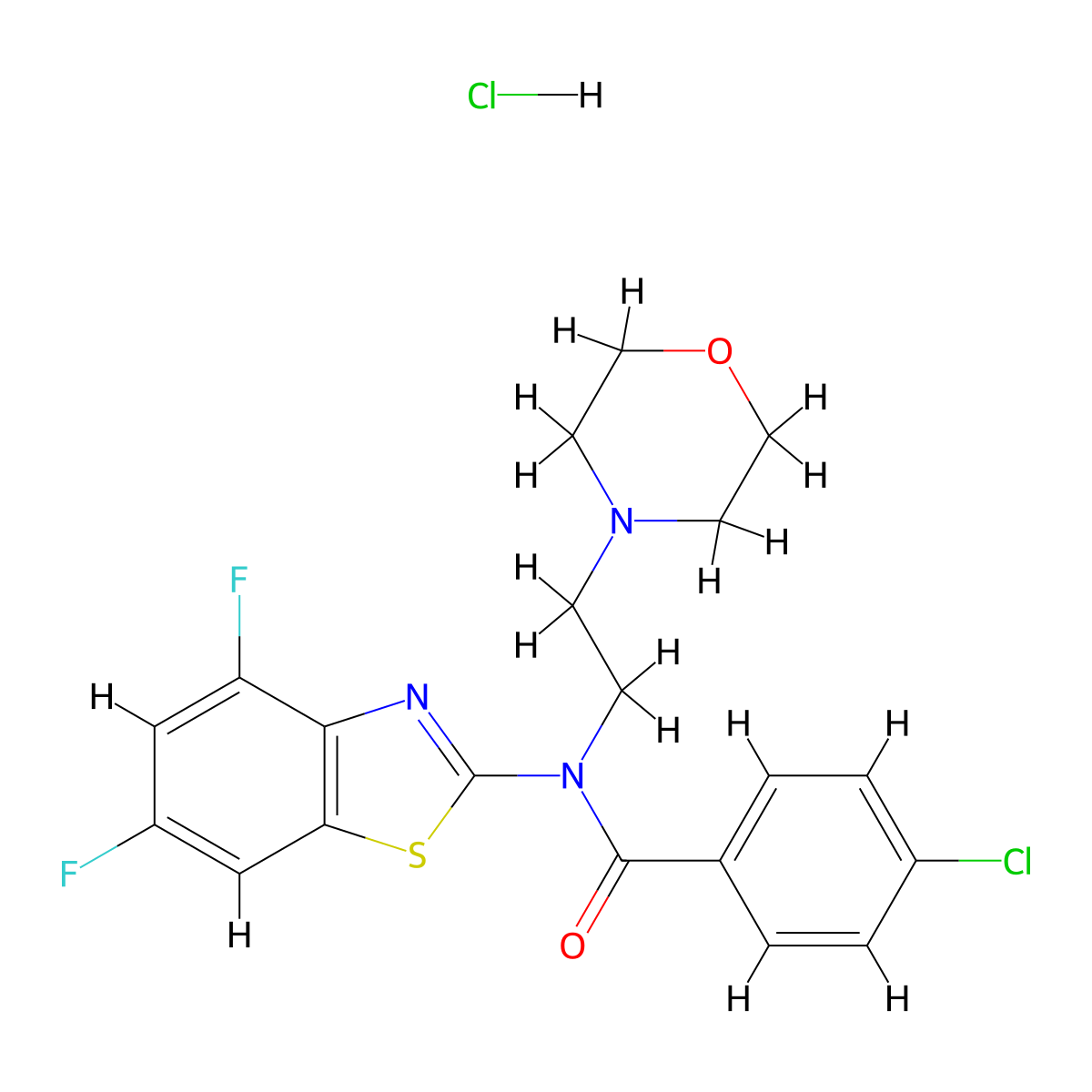 4-chloro-N-(4,6-difluorobenzo[d]thiazol-2-yl)-N-(2-morpholinoethyl)benzamide hydrochloride molecular structure, CAS 1215619-54-7
