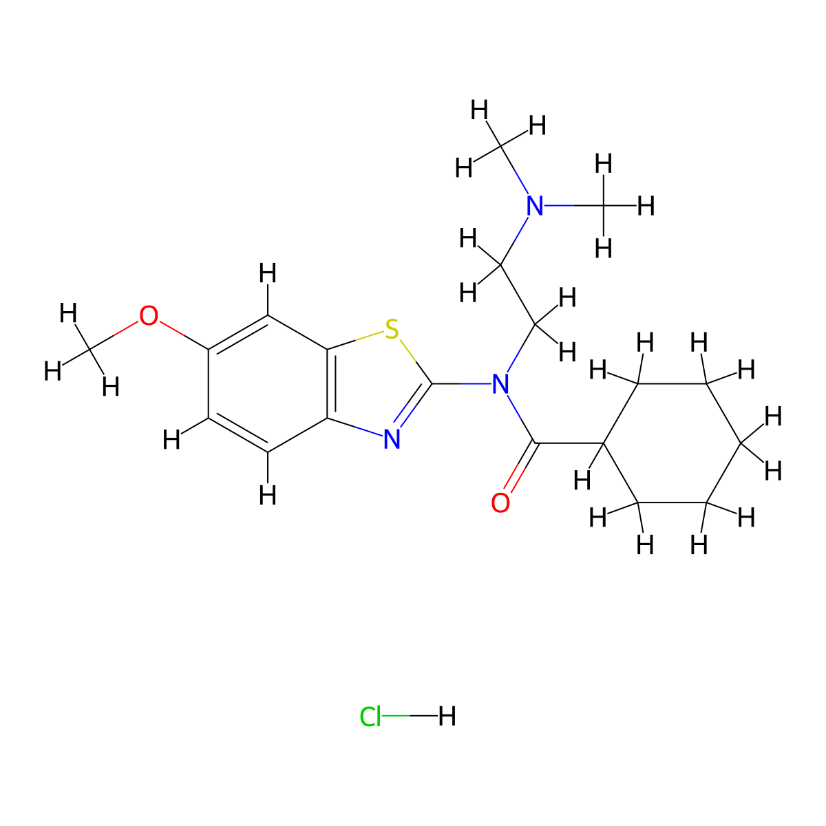 N-(2-(dimethylamino)ethyl)-N-(6-methoxybenzo[d]thiazol-2-yl)cyclohexanecarboxamide hydrochloride molecular structure, CAS 1215619-67-2