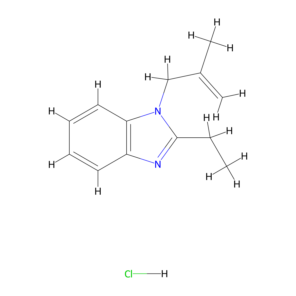 2-ethyl-1-(2-methylallyl)-1H-benzo[d]imidazole hydrochloride molecular structure, CAS 1215621-26-3